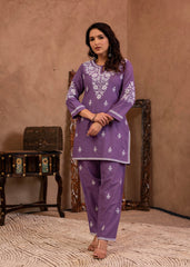 Lavender Serenity Thread-Embroidered Kurta Set-P1309PURPLE_ON