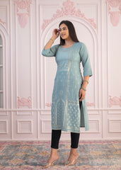 Mint Printed Viscose Straight Fit Kurta-P1340MINTGREEN