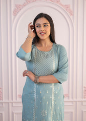Mint Printed Viscose Straight Fit Kurta-P1340MINTGREEN