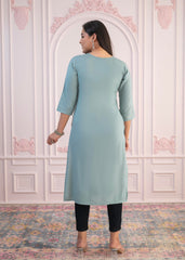 Mint Printed Viscose Straight Fit Kurta-P1340MINTGREEN