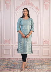 Mint Printed Viscose Straight Fit Kurta-P1340MINTGREEN