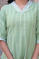 Sage Green Brocade Kurta-Pant & Dupatta Set with Sequins-P1348SAGEGREEN