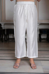 Off-White Chanderi Kurta with Bead Work & Thread Detailing-P1365OFFWHITE