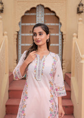 Soft Pastel Floral Printed Onion Pink Kurti Set-P1398ONIONPINK