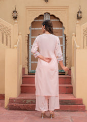 Soft Pastel Floral Printed Onion Pink Kurti Set-P1398ONIONPINK