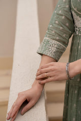 Azure Whispers Boho Tiered Anarkali Dress-P1399GREEN