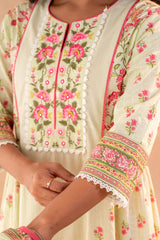 Noor-e-Gul SageGreen Printed Kurta Pant And Dupatta Set