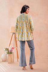 Floral Printed Gathered Ethnic Tunic