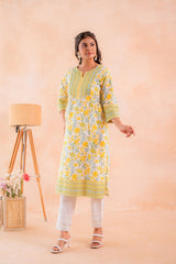 Yellow Blossom Panelled Kurta