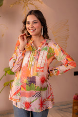 Abstract Printed Contemporary Tunic Top