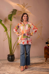 Abstract Printed Contemporary Tunic Top
