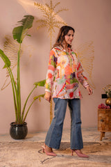 Abstract Printed Contemporary Tunic Top