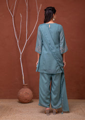 Mintgreen Embellished Kurta Pant Dupatta with Beads and Sequence Work