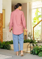 Dusty Pink Solid Viscose Shirt with Beads Work