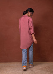 Viscose Dustypink Embellished Shirt with Sequin & Bead Details