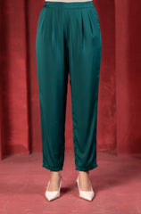 Bottle Green Embellished Viscose Co-ord Set with Bead Detailing