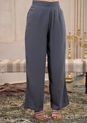 Viscose Linen Grey Embellished Shirt and Pant Co-Ord Set with Sequin & Bead Details