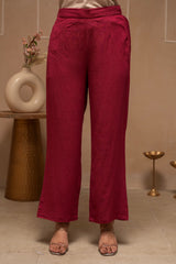 Rose Pink Embroidered Viscose Co-ord Set with Thread Work Detailing
