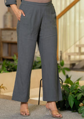 Grey Embellished Viscose-Linen Co-ord Set with Sequin Detailing