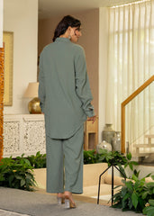 Sage Green Embroidered Viscose Co-ord Set with Beads & Sequin Accents