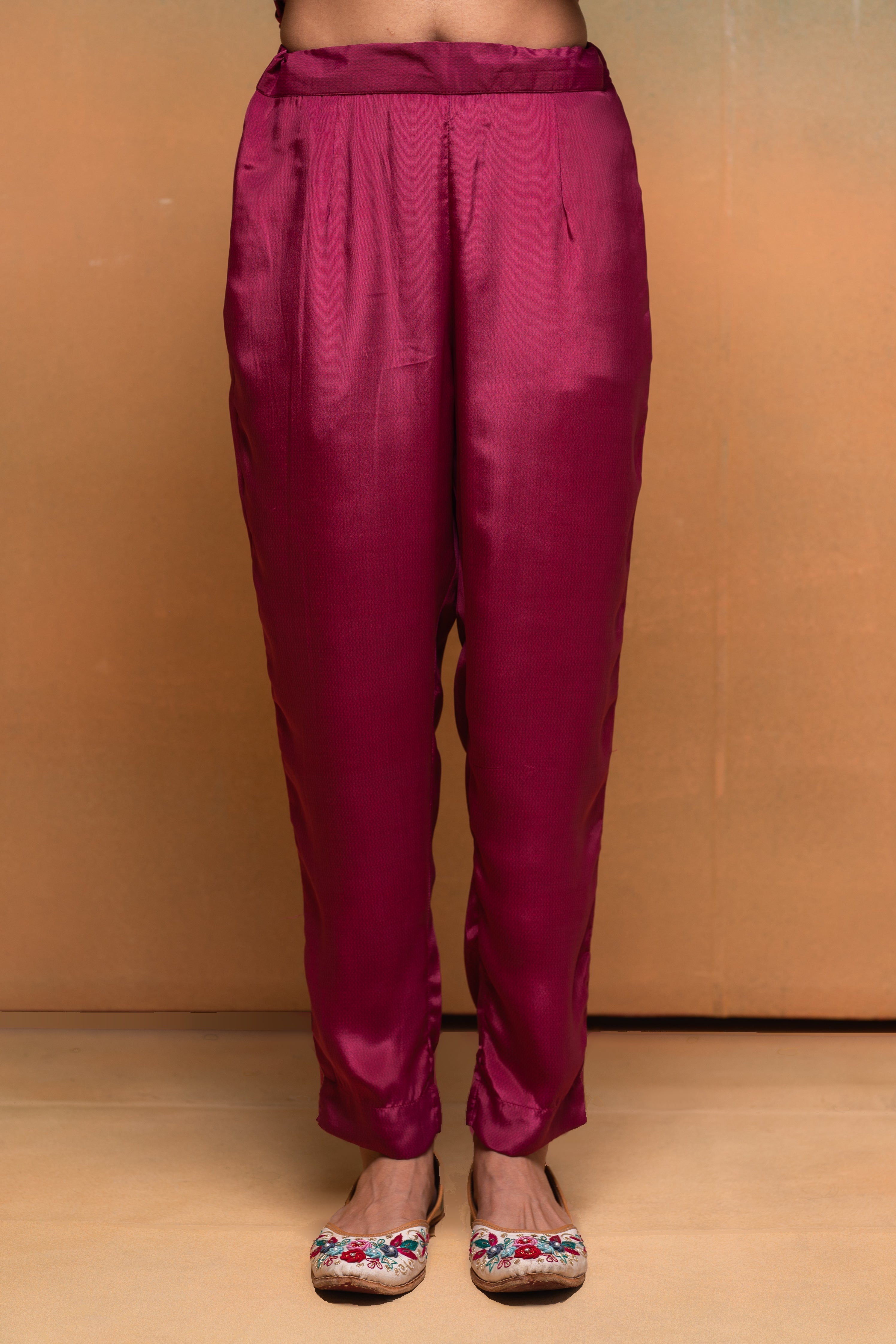 Magenta Manmade Fiber Floral Printed Kurta With Pants & Dupatta Set Wi