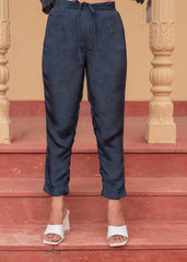 Navy Manmade Fiber Floral Printed Kurta With Pants & Dupatta Set With Sequence Work