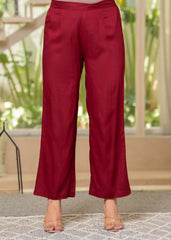 Ivory Floral Poly Kurta and Pants Set with Mirror, Thread Work and Tassels Detail
