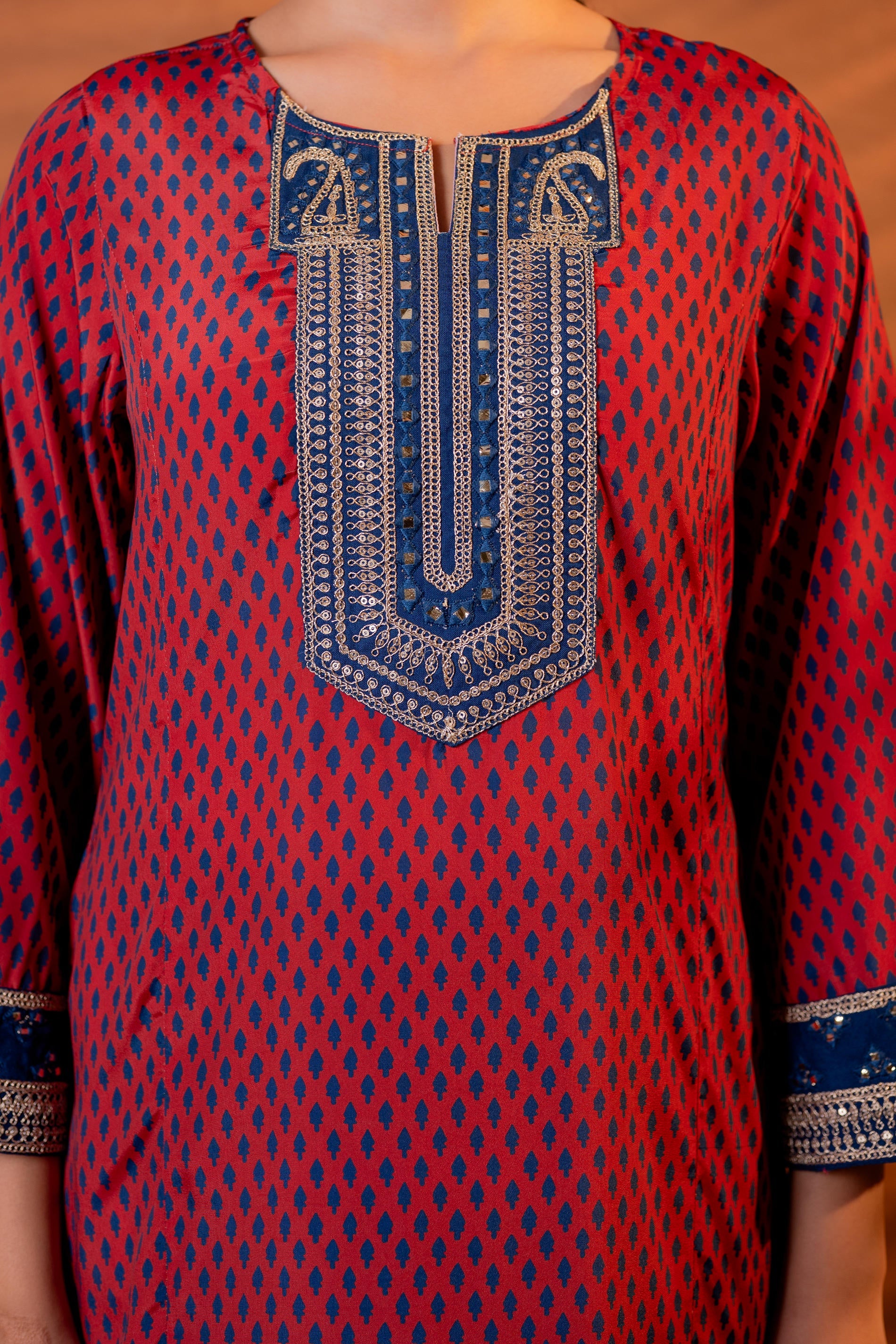 Ivory Blossom Panelled Kurta