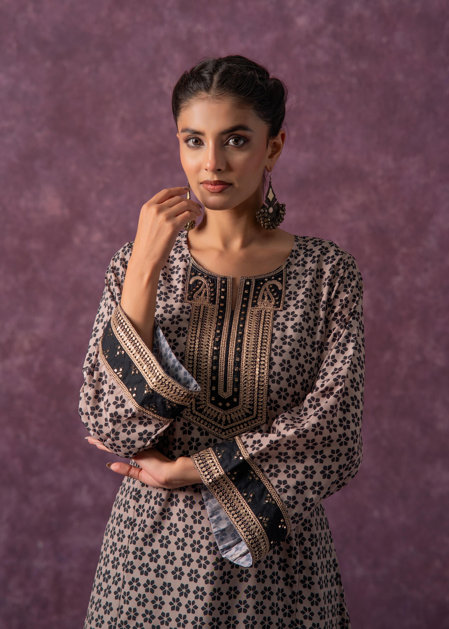 Ivory Blossom Panelled Kurta