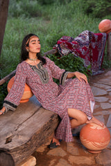 Black & Brown Ethnic Motif Embroidered Straight Kurta with Zari & Mirror Work
