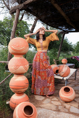 Mustard Floral Embroidered Co-ord Set with Mirror & Thread Work