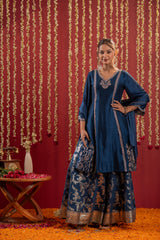 Regal Navy Blue Embroidered Set with Dupatta-P1745NAVYBLUE