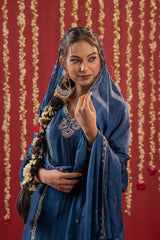 Regal Navy Blue Embroidered Set with Dupatta-P1745NAVYBLUE