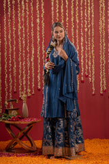 Regal Navy Blue Embroidered Set with Dupatta-P1745NAVYBLUE