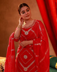 Magenta Viscose Straight Kurta Pant And Dupatta Set with Gota Patti & Sequence Work