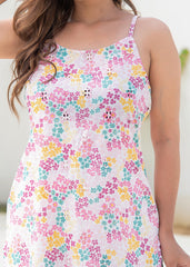 Pink Floral Printed Sleeveless Cotton Kurta