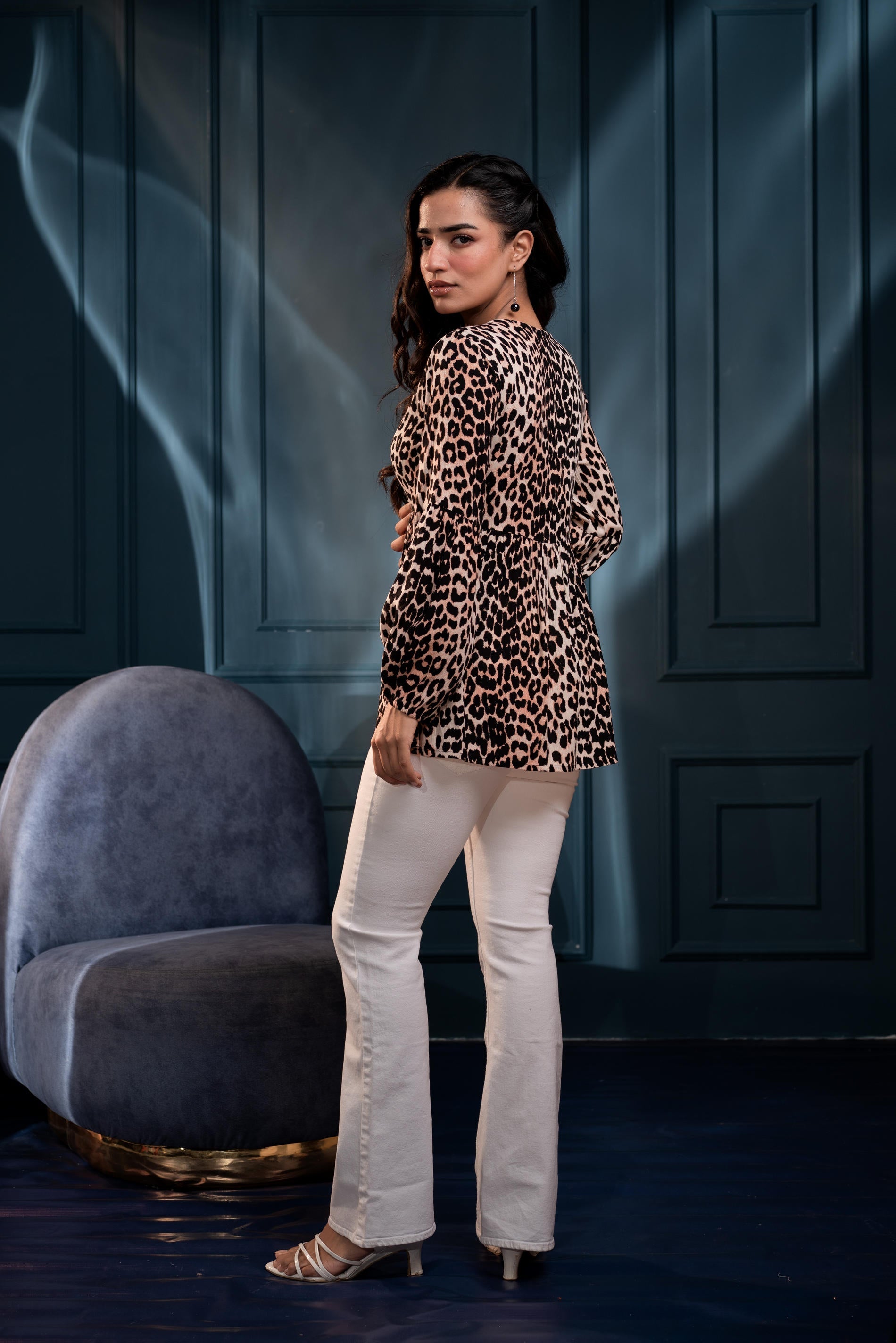 Black Floral Printed Viscose GaThread Tunic with Dori Tie | DesiQlo