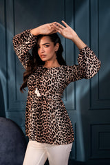Black Floral Printed Viscose GaThread Tunic with Dori Tie
