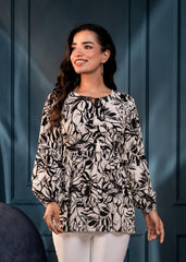 White Floral Printed Viscose GaThread Tunic with Dori Tie