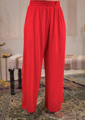 Red Viscose Co-ord Set – Shirt & Palazzo with Parsley Waistband