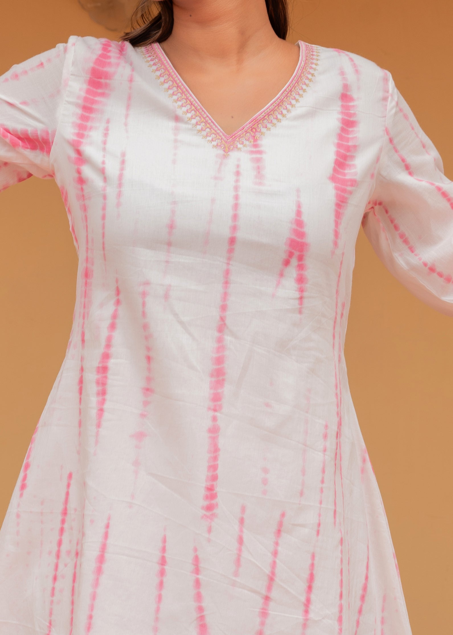 Pink Tie-Dye Printed Cotton Kurta-Pant Co-Ord Set | DesiQlo