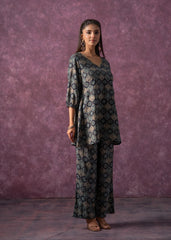 Women's Green & Black Cotton Kurta & Pants Co-ord Set with Ethnic Motifs and Zari Work