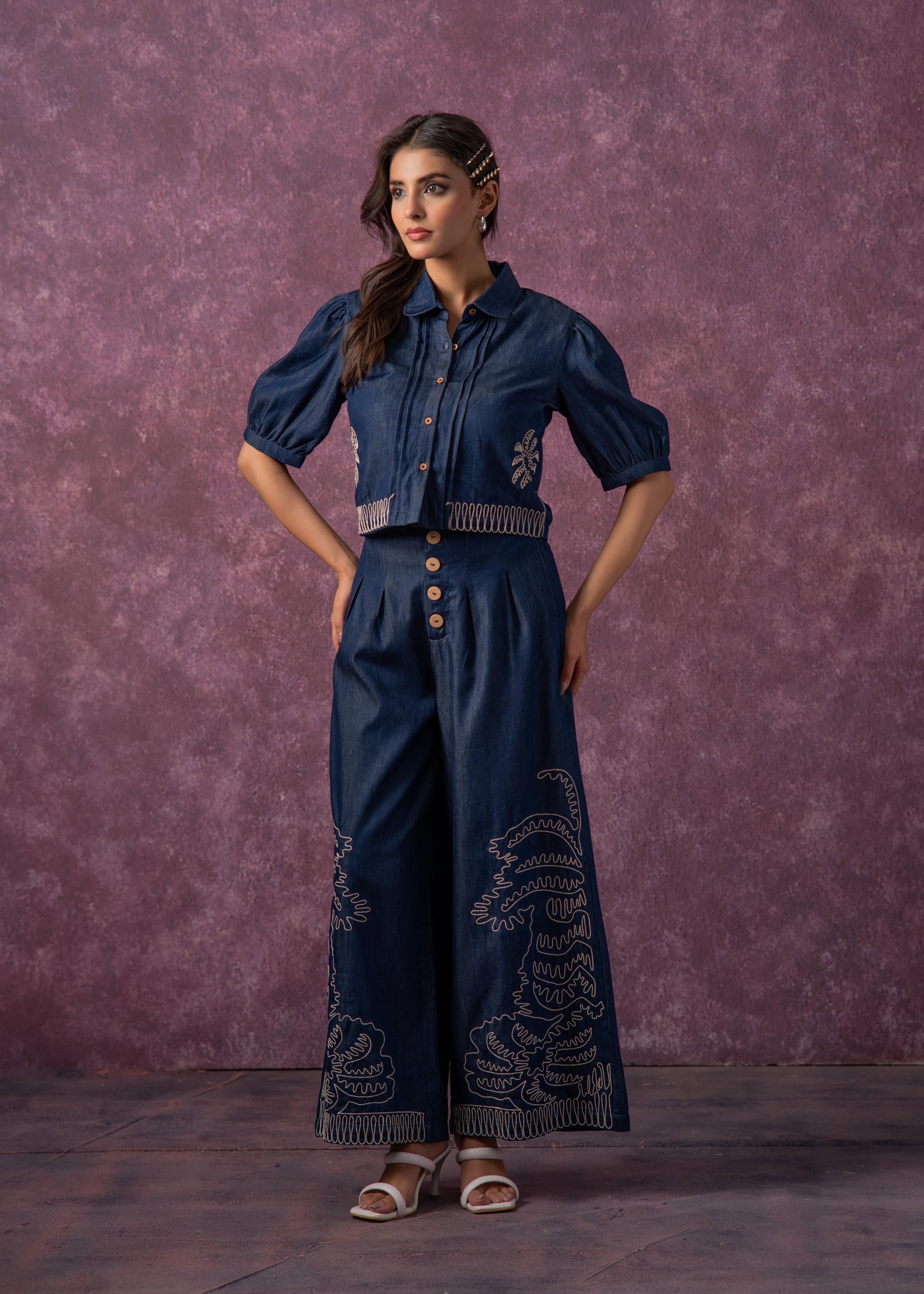 Embroidered Shirt & Straight Pants Co-ord Set | DesiQlo