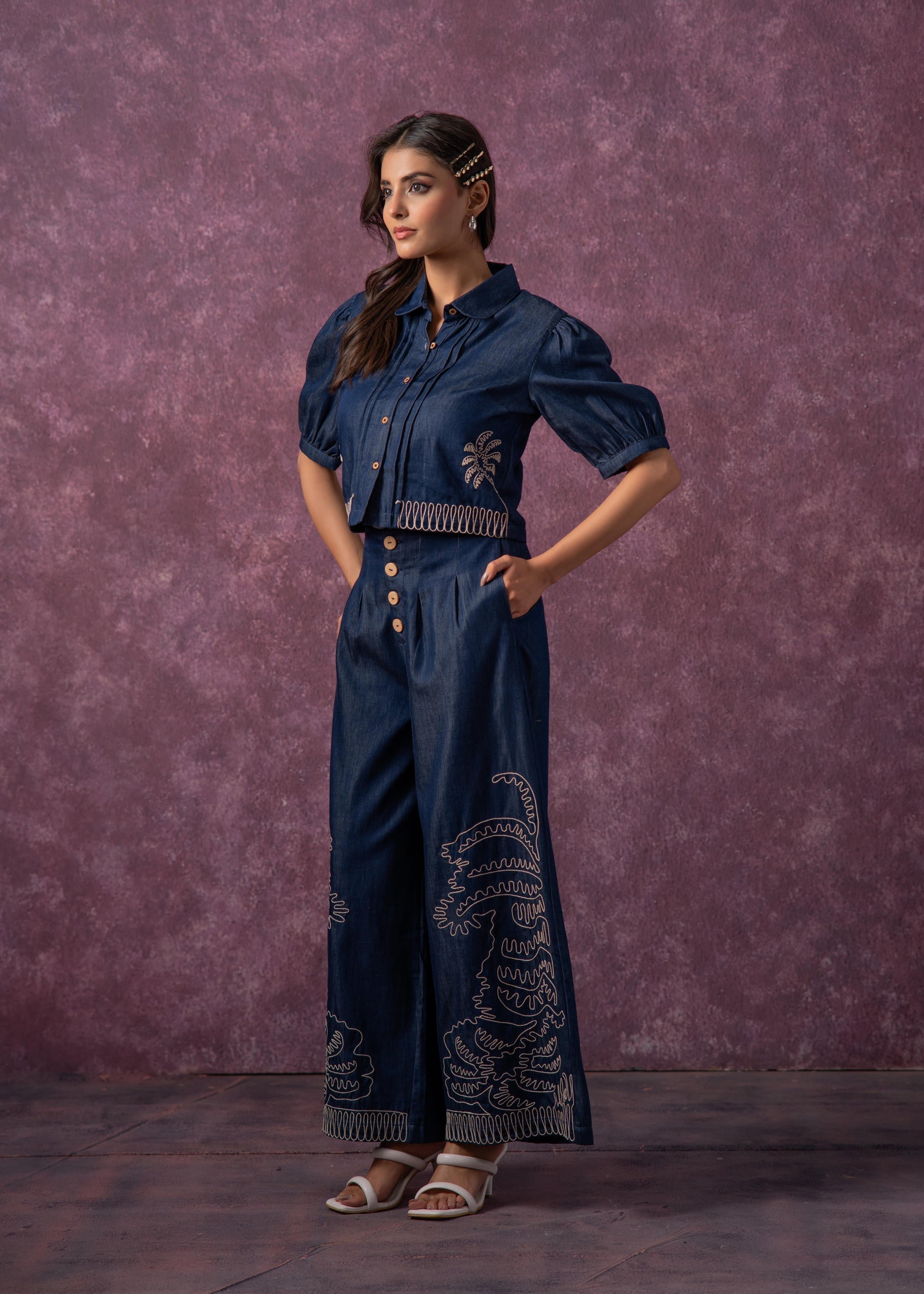 Embroidered Shirt & Straight Pants Co-ord Set | DesiQlo