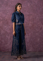 Embroidered Shirt & Straight Pants Co-ord Set
