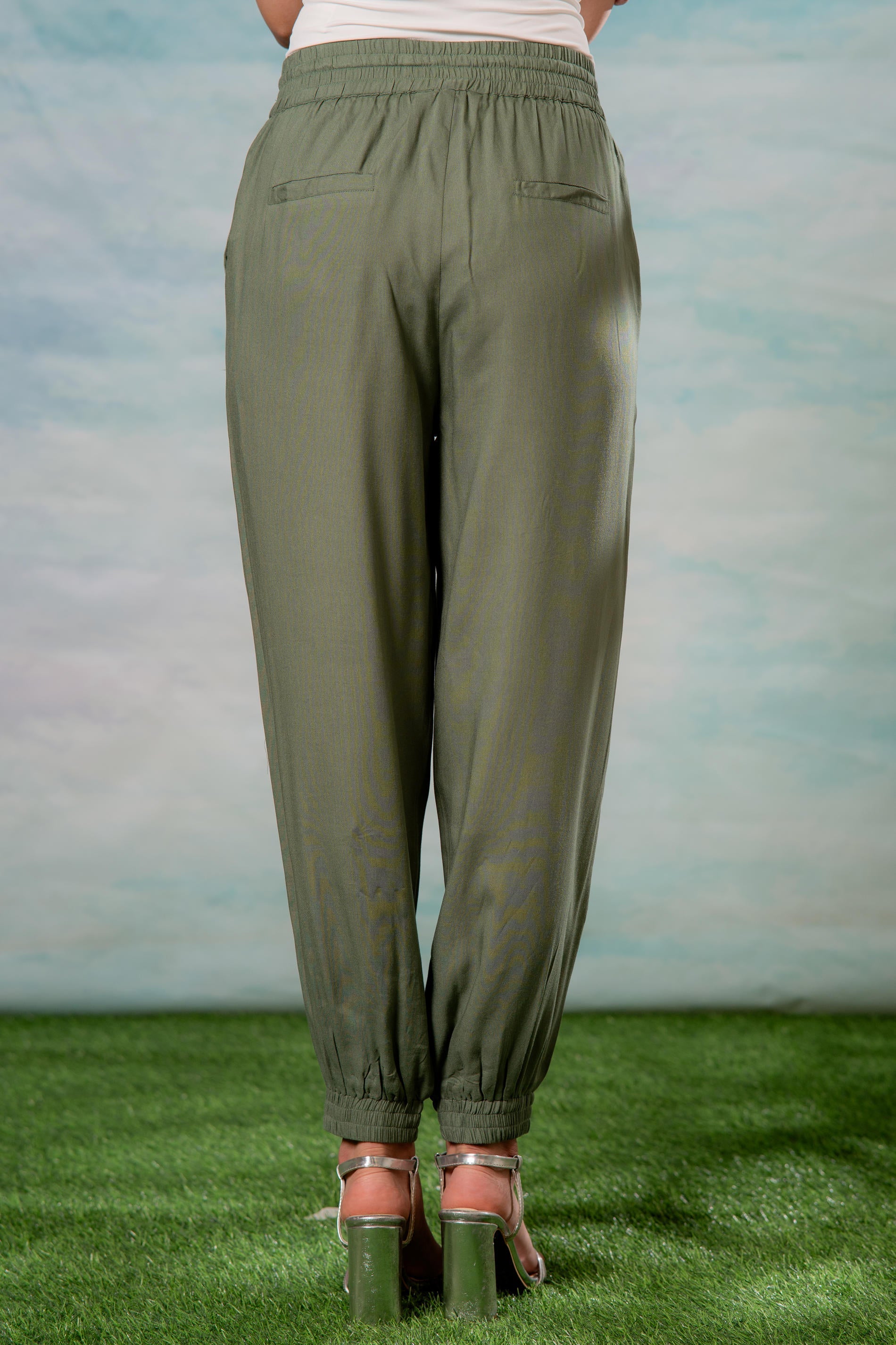 Women’s Olive Green Drawstring Jogger Pants
