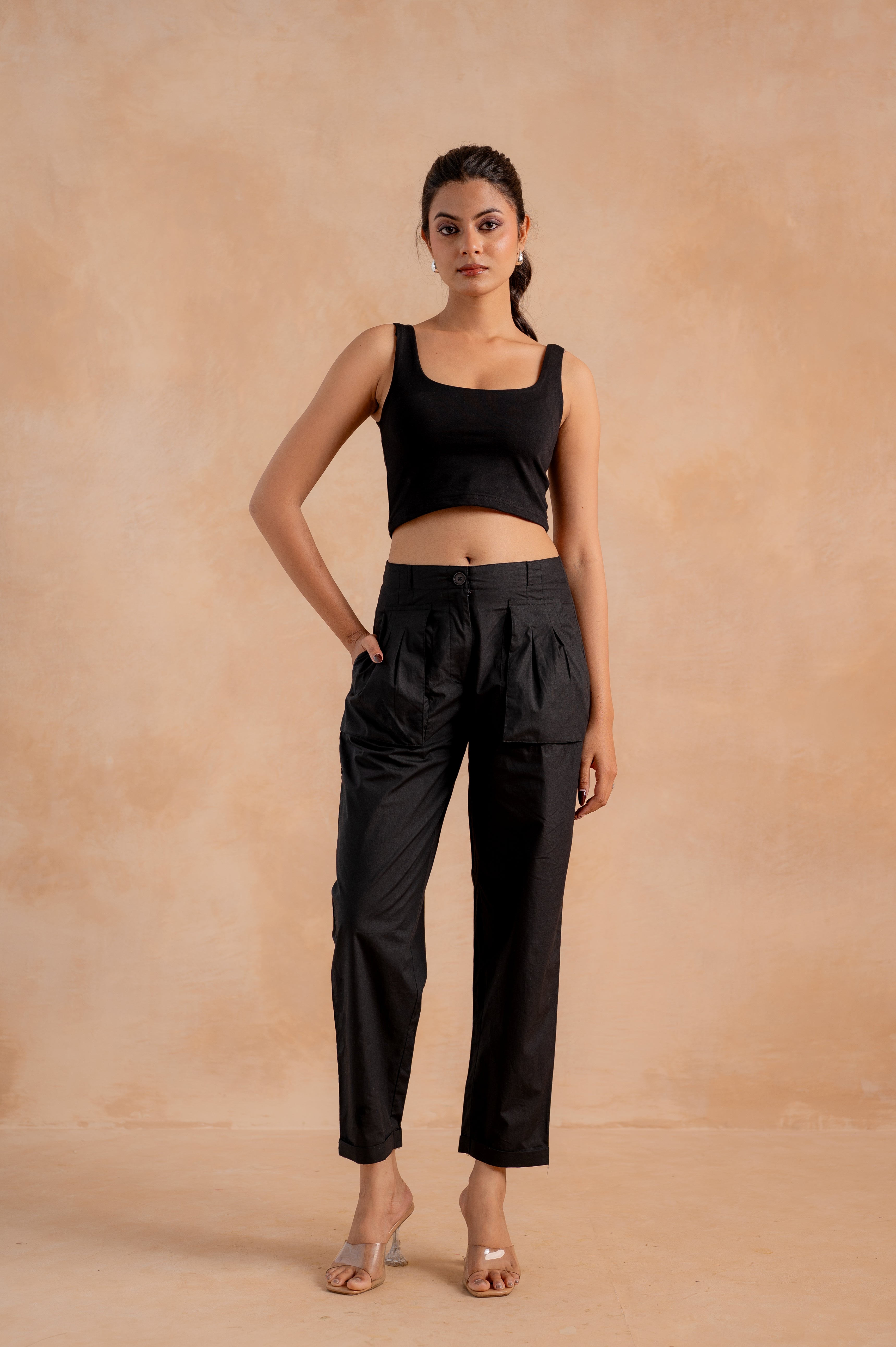 Women’s Black Straight-Fit Utility Pants