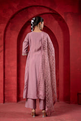 Onion Pink Elegance Chanderi Kurta Set with Geometric Dupatta-P1907ONIONPINK