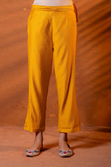Mustard, Zari Embroidered Straight Kurta Set with Abstract Printed Dupatta