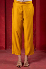 Sunlit Mustard Embroidered Kurta Set with Zari Checked Dupatta-P1910MUSTARD